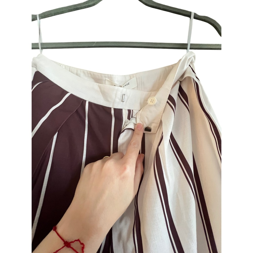 Commense Burgundy Striped Wide Leg Pants High Waist Career Casual Size‎ S - Picture 9 of 12